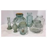 Vtg Green Glass Canisters