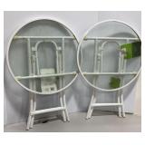 (2) Folding Glass Top Outdoor Tables