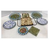 Vtg Mosaic Hot Plates & Coasters