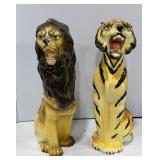 Pacific Lion & Tiger Porcelain Figures 14in tall