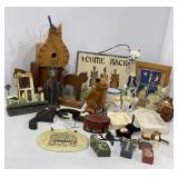 Wood, Porcelain & Metal Cat Decor