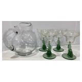 Art Deco Margarita Glasses & Pitcher