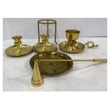 Solid Brass Candlestick Holders & Snuffer