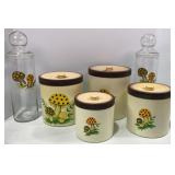 Vtg Sears Merry Mushroom Plastic Canister Set