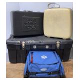 Medical Bag, Plastic Trunk & Samsonite Suitcase