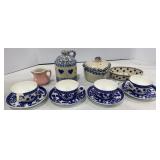 Onion Skin Cups & Saucers, Hall Creamer