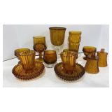 Amber Glass Candle Holders & Stemware