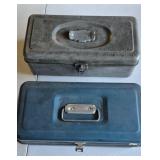 Two Vintage Metal Tool Boxes, One Western Auto