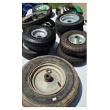 15 Small Spare Tires, Various Brands & Sizes