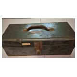 Vintage Green Metal Tackle or Tool Box