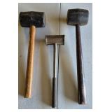 Three Mallets, 2 Rubber/Wood, 1 Metal