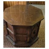 Vintage Wooden Octagon Storage End Table
