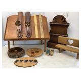 Vtg Portable Wood Lectern, Collector Spoon Rack