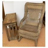 Antique Wicker Rocker & Organ Bench