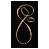Sterling braided herringbone necklace and ring