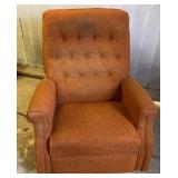 Vtg Burnt Orange Upholstered Rocker Recliner