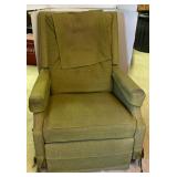 Vtg Army Green Upholstered Rocker Recliner