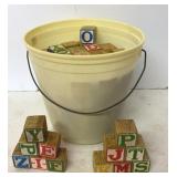 Bucket of Vtg Building Blocks