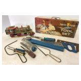 Vtg Handy Andy Tool Set & Press Metal Train