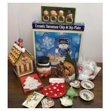 Ceramic Snowman Chip & Dip Plate