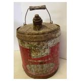 Vtg Metal Unico 5-gal Oil Can