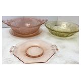 Vtg Pink & Yellow Depression Glass