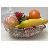 Clear Glass Bowl of Plastic Fruit