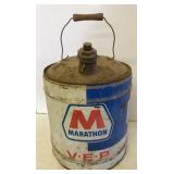 Vtg Metal Marathon 5-gal Oil Can