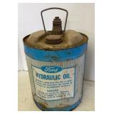 Vtg Metal Ford Hydraulic 5-gal Oil Can