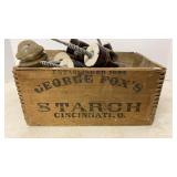 Antique Dovetail Wooden Box Of Insulators