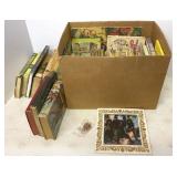 Box of Vtg Childrenï¿½s Books & Kiss glass Photo