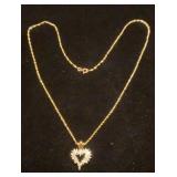 14K yellow gold & diamond heart pendant on chain