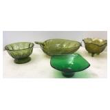 Anchor Hocking & Indiana Green Glass Bowls