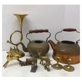 Revereware Copper Tea Kettle & Brass Decor Items