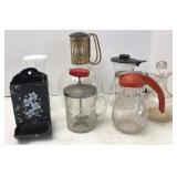 Vtg Coffee Decanters, Syrup, Chopper & Matches