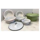 Vtg Enamel Bowls & Stock Pot
