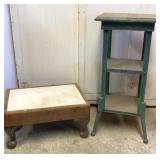 Antique Plant Stand & Foot Stool