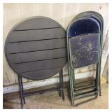 Metal Folding Chairs & 25in dia Table