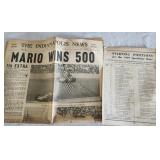 Indy 500 Starting Positions & newspaper, 1969