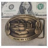 Brass Belt Buckle,  Case Threshing Machine