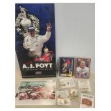 A. J. Foyt Pins, Cards, Postcard, autograph