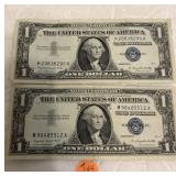 2 Blue Seal Silver Certificate 1957
