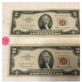 Red Seal $2.00 Bills (2)