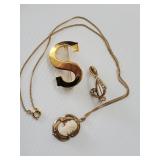 16' Cameo Necklace & 'S' Brooch