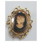 Large Cameo Brooch Black & White