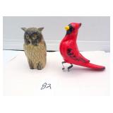 Vtg Owl & Cardinal Bird Bath Clip