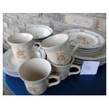 Vtg Tienshan Country Bear Stoneware 4pc Setting