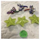 Set of 3 Star Button Covers & 3 Dragonfly