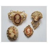 3 Cameo Brooches 1 Cameo Pendant