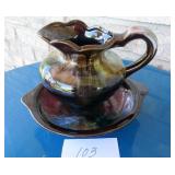 Brown/Pink Pastel Glazed Pitcher Bowl